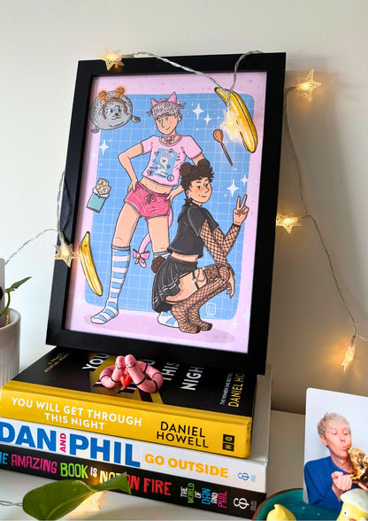 Cat & Bear | Dan and Phil Fanart Print A4