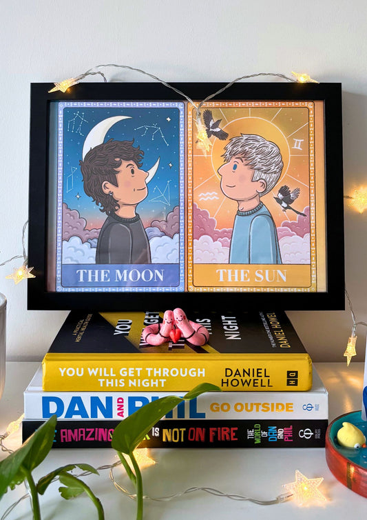 The Sun and The Moon Tarot Cards | Dan and Phil Fanart Print A4