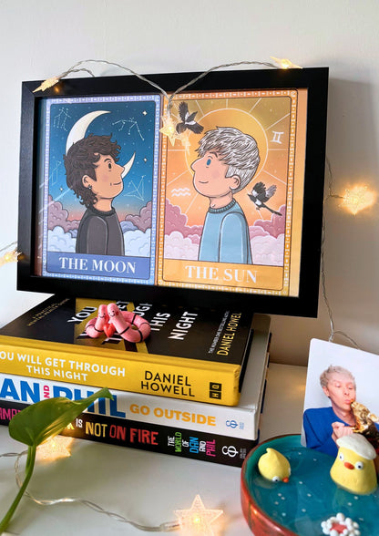 The Sun and The Moon Tarot Cards | Dan and Phil Fanart Print A4