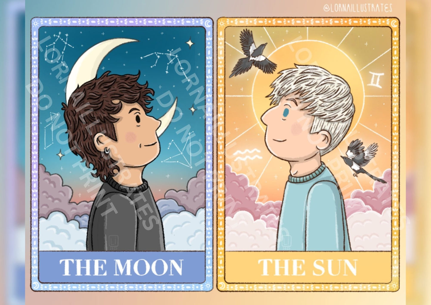 The Sun and The Moon Tarot Cards | Dan and Phil Fanart Print A4