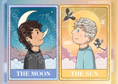 The Sun and The Moon Tarot Cards | Dan and Phil Fanart Print A4
