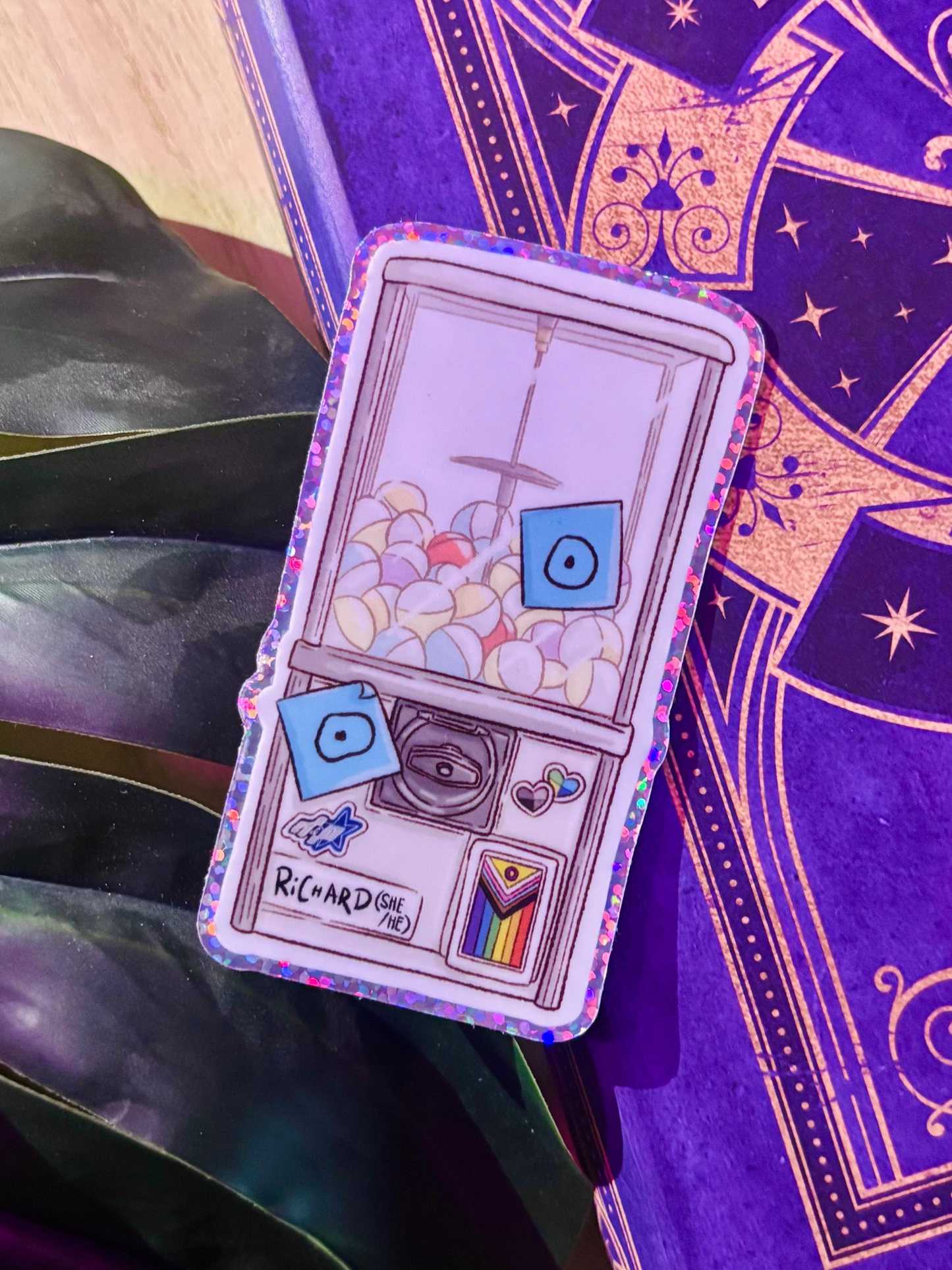 Richard the Gatcha Machine | Dan and Phil Glitter Sticker